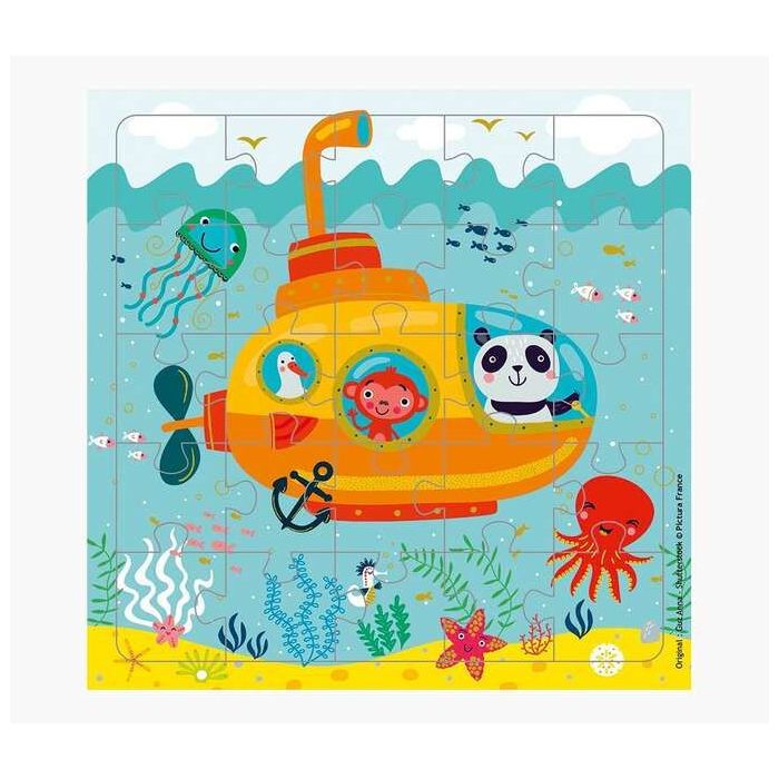 Pictura Tarjeta Puzzle - 15.5x15.5cm - Tematica Submarino - 25 Piezas - Incluye Sobre Blanco - Certificacion FSC