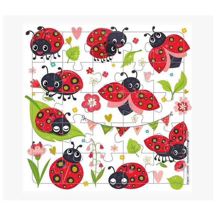 Pictura Tarjeta Puzzle - 15.5x15.5cm - Tematica de Mariquitas - 25 Piezas - Incluye Tarjeta Plegada y Sobre Blanco - Certificaci