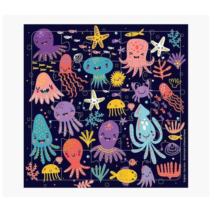 Pictura Tarjeta Puzzle - 15.5x15.5cm - Tematica Animales Marinos - 25 Piezas - Incluye Tarjeta Plegada y Sobre Blanco - Certific