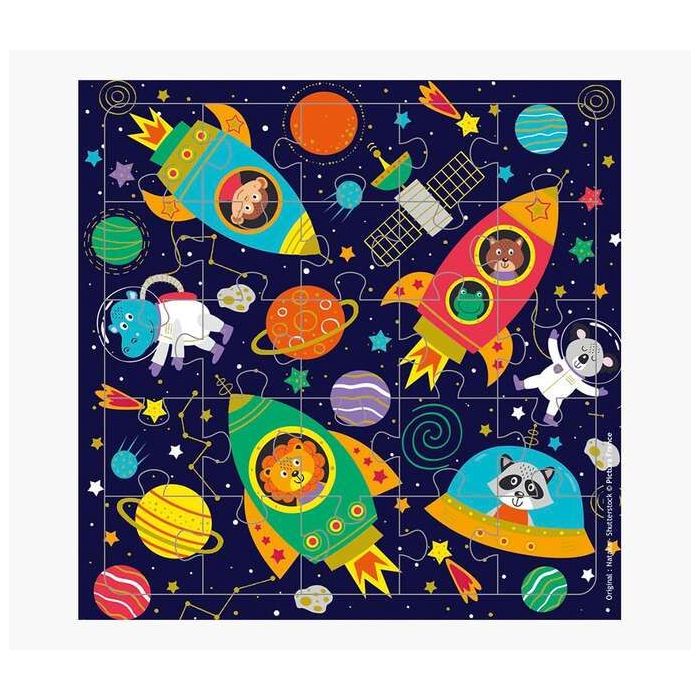 Pictura Tarjeta Puzzle - 15.5x15.5cm - Tematica del Espacio - 25 Piezas - Incluye Tarjeta Plegada y Sobre Blanco - Embolsada en