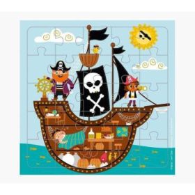 Pictura Tarjeta Puzzle Piratas - 15.5x15.5cm - 25 Piezas - Tematica Piratas - Incluye Tarjeta Plegada y Sobre Blanco - Certifica