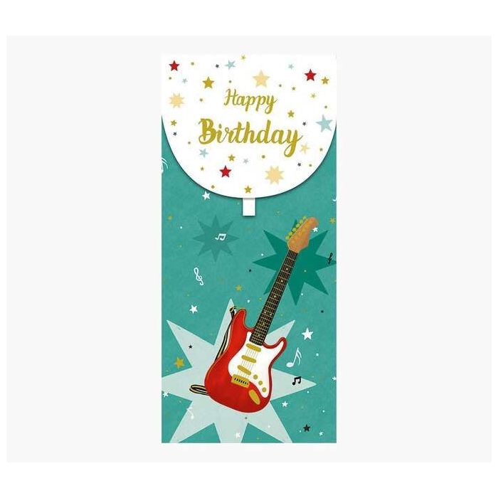 Pictura Tarjeta Money Cards - Tarjeta de Regalo Vertical - Tematica Guitarra - 9.6x21.3cm - Embolsada Individualmente en Celofan