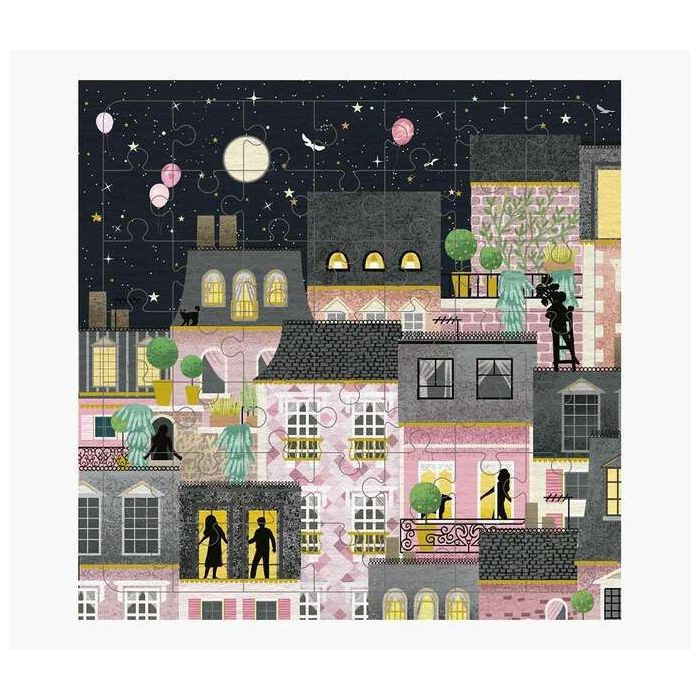 Pictura Tarjeta Puzzle - 15.5x15.5cm - Tematica Ciudad de Noche - 49 Piezas - Incluye Tarjeta Plegada y Sobre Blanco - Certifica