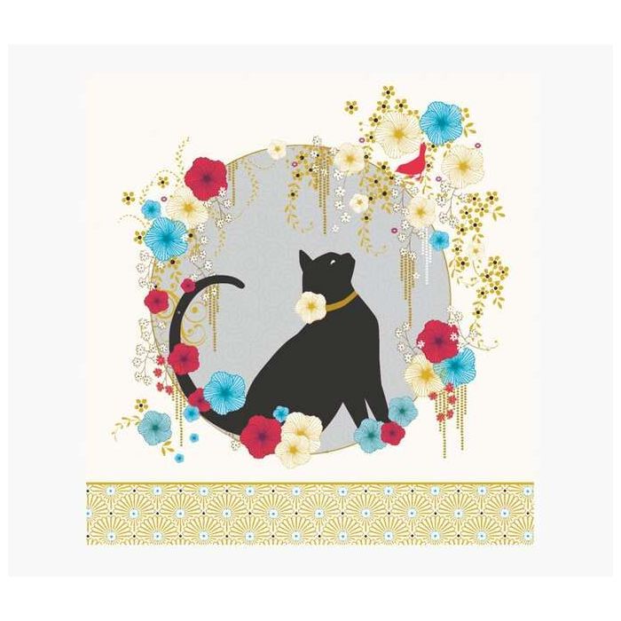 Pictura Tarjeta Arabesque - 16x16cm - Tematica Gato Negro - Tarjeta Triptica sin Envoltorio - Incluido Sobre Blanco - Papel con