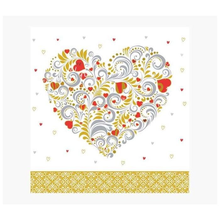 Pictura Tarjeta Arabesque - 16x16cm - Tematica Corazon - Tarjeta Triptica sin Envoltorio - Incluido Sobre Blanco - Papel con Cer