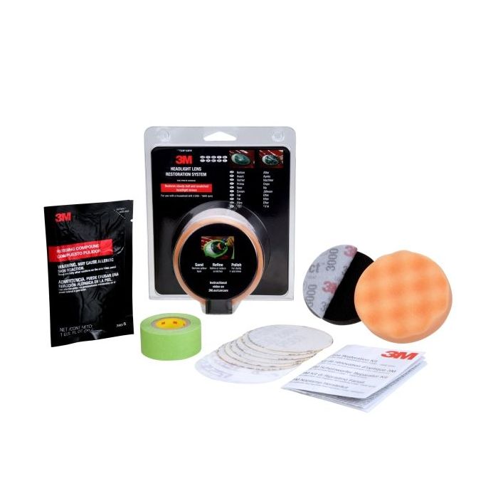 3M Pack para Restauracion de Faros - Incluye Instrucciones - Adaptador para Taladro - Color Varios