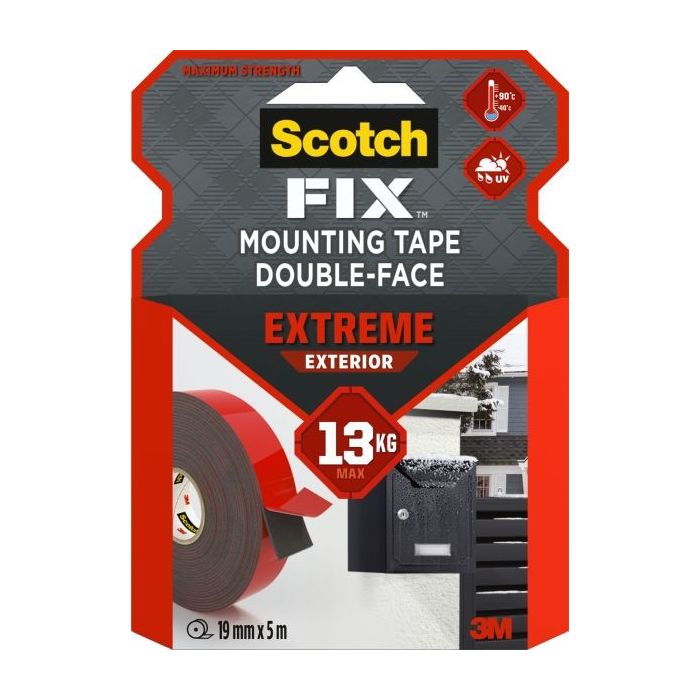 Scotch-Fix Cinta de Montaje para Exterior Extremo de Doble Cara - 19mm x 5m - Color Blanco