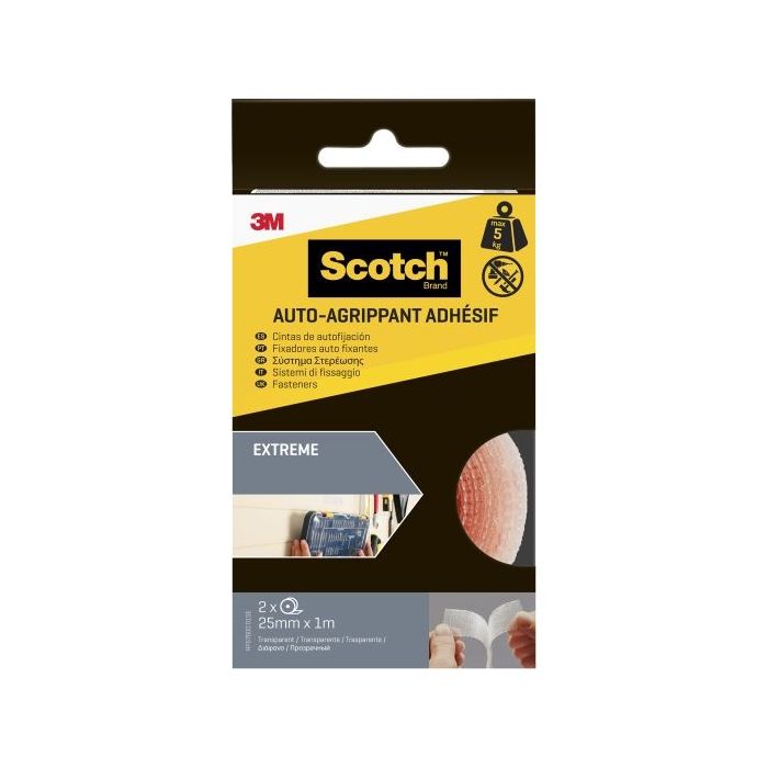 Scotch Extreme Cierres Adhesivos Reposicionables - 25mm x 1 M  - Color Transparente