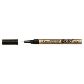 Pilot Super Color Rotulador Permanente Fino - Punta de 1mm de Poliacetal - Tinta muy Densa y Opaca - Cuerpo Metalico - Color Oro