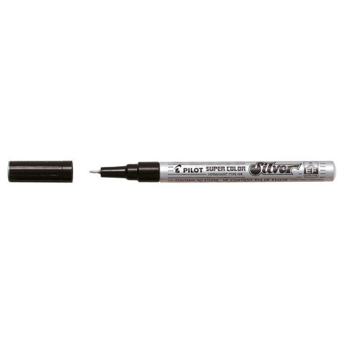 Pilot Super Color Rotulador Permanente Fino - Punta de 1mm de Poliacetal - Tinta muy Densa y Opaca - Cuerpo Metalico - Color Pla