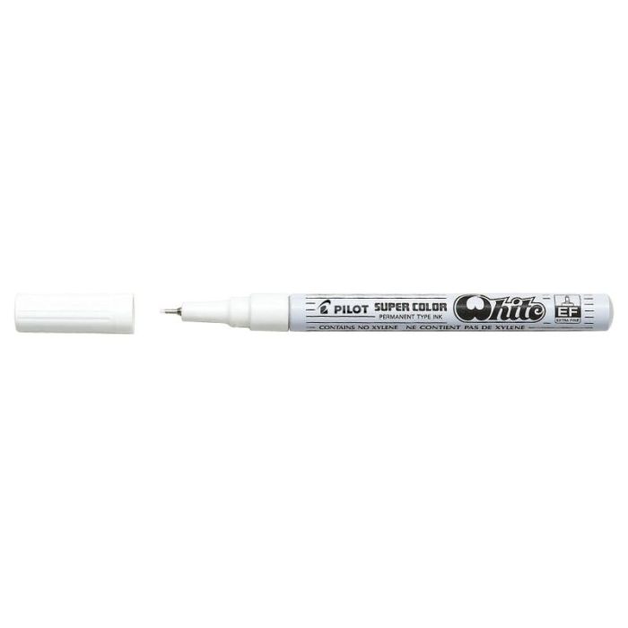 Pilot Super Color Rotulador Permanente Fino - Punta de 1mm de Poliacetal - Tinta muy Densa y Opaca - Cuerpo Metalico - Color Bla