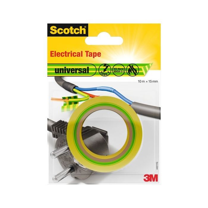 Scotch Cinta Aislante - 15mm x 10m - Color Verde/Amarillo