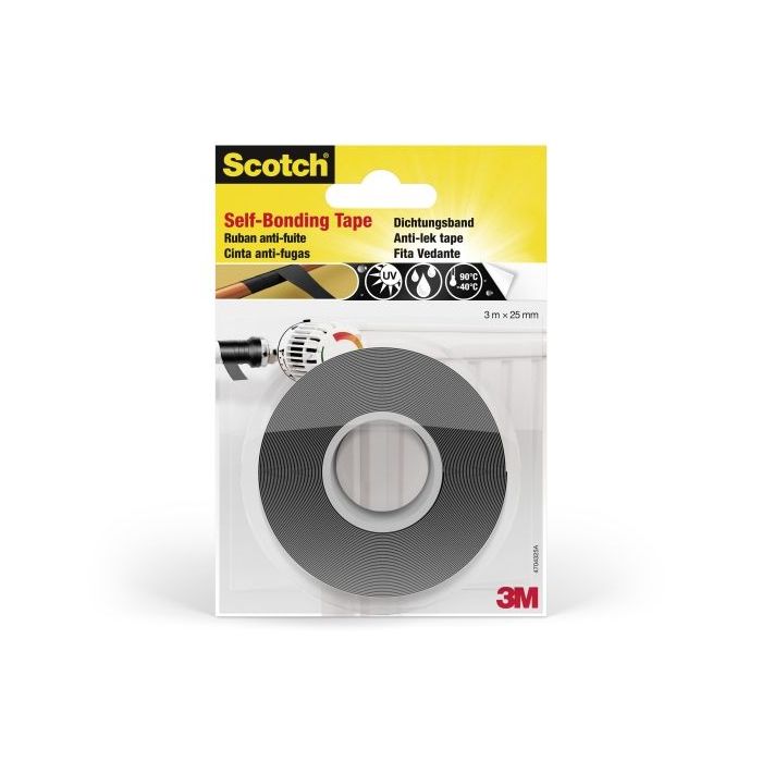 Scotch Cinta Autosellante - Silicona Autofusible - 25mm x 3m - Color Negro