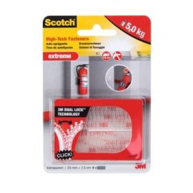 Scotch Extreme Cierres Adhesivos Reposicionables - 25mm x 75mm - Soporta hasta 5kg - Color Transparente