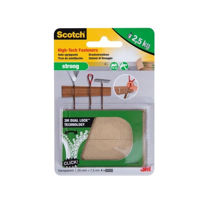 Scotch Extreme Cierres Adhesivos Reposicionables - 25mm x 75mm - Soporta hasta 2.5kg - Color Transparente