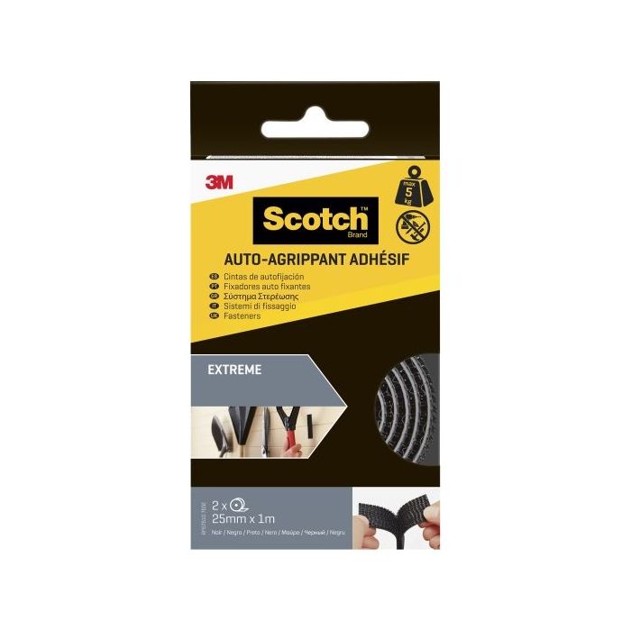 Scotch Cierres Adhesivos Reposicionables - 25mm x 1m - Color Negro