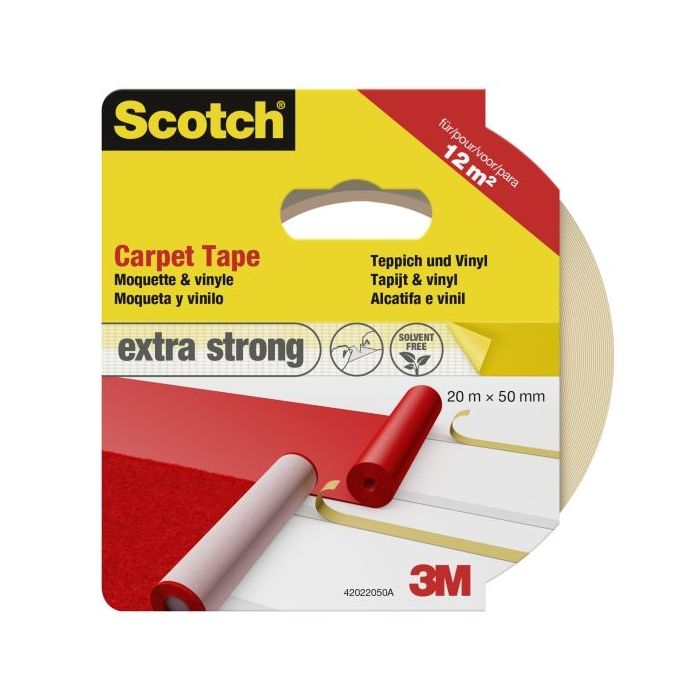 Scotch Cinta Adhesiva para Moqueta - Extrafuerte - 50mm x 20m - Color Blanco