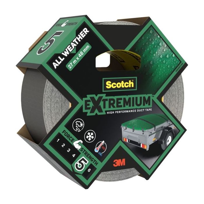 Scotch Extremium Cinta Adhesiva Americana - 48mm x 27m - Uso en Exterior - Altas Prestaciones - Color Negro