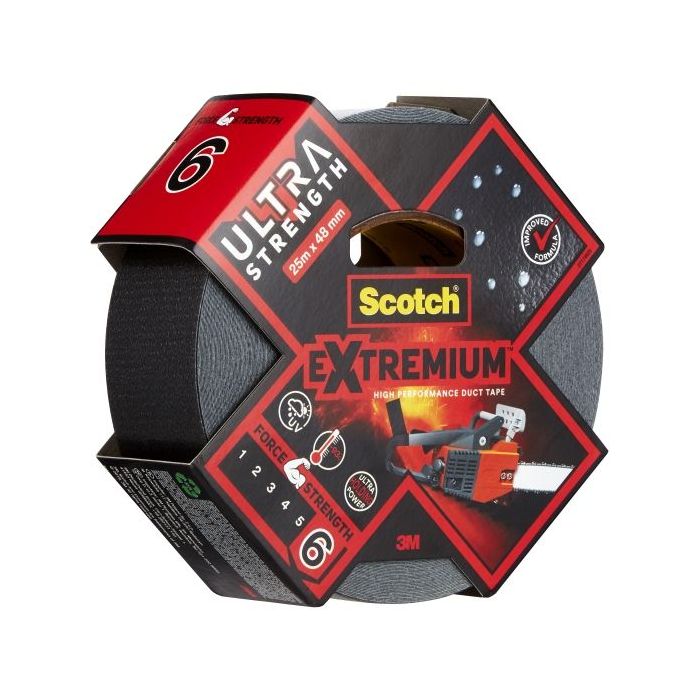 Scotch Extremium Ultra Cinta Adhesiva Americana -  48mm x 25m - Altas Prestaciones - Color Negro
