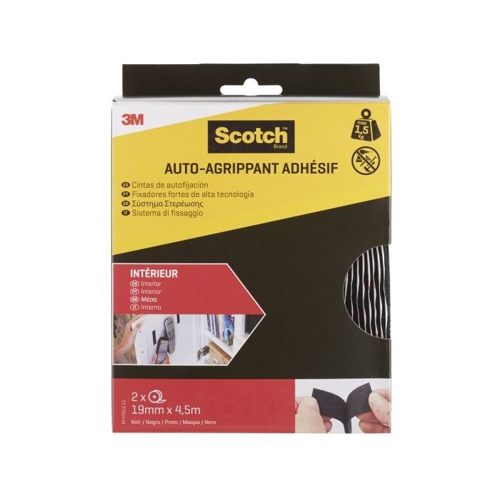 Scotch Cierres Adhesivos Reposicionables - 19mm x 4.5m - Uso en Interior - Color Negro