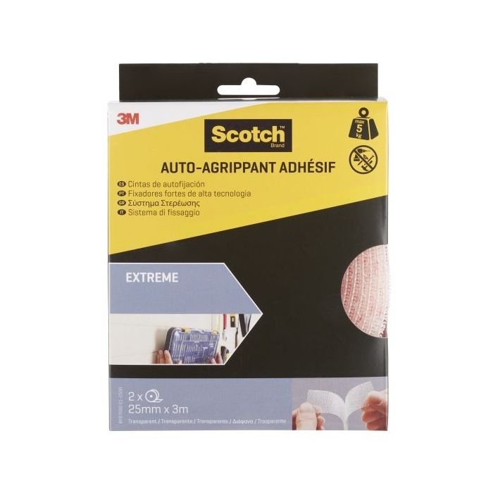 Scotch Extreme Cierres Adhesivos Reposicionables - 25mm x 3m - Color Transparente