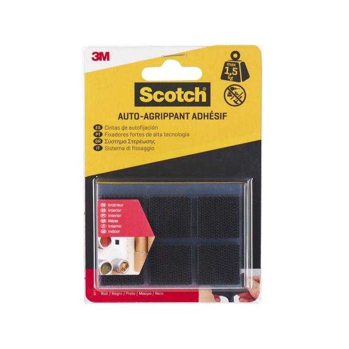 Scotch Pack de 12 Cierres Adhesivos Reposicionables - 22x22mm - Uso en Interior - Color Negro