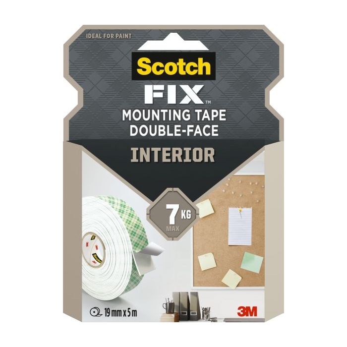 Scotch-Fix Cinta de Montaje para Interior de Doble Cara - 19mm x 5m - Color Blanco