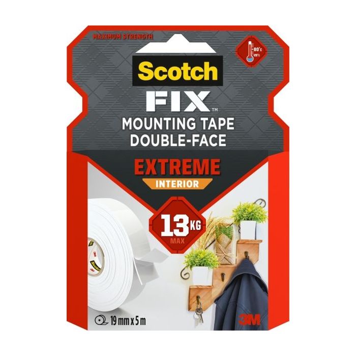 Scotch-Fix Cinta de Montaje para Interior Extremo de Doble Cara - 19mm x 5m - Color Blanco