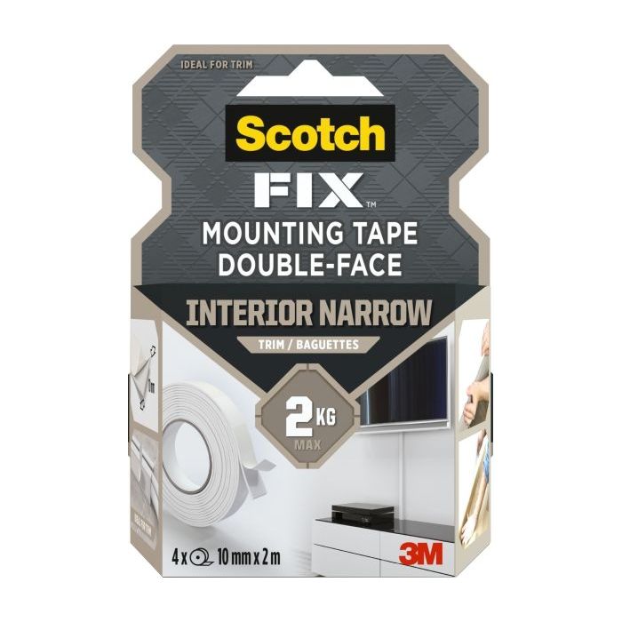 Scotch-Fix Pack de 4 Cintas de Montaje de Doble Cara - 10 mm x 2m - Color Blanco