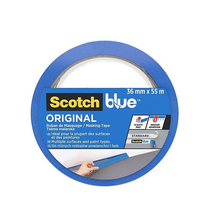 Scotchblue Expositor Dispensador de 32 Rollos de Cinta de Enmascarar - 36mm x 55m - Multisuperficie - Color Azul