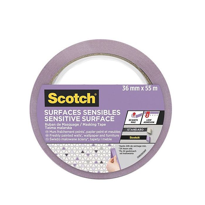 Scotch Expositor Dispensador de 32 Rollos de Cinta de Enmascarar - 36mm x 41m - Superficies Delicadas - Color Morado