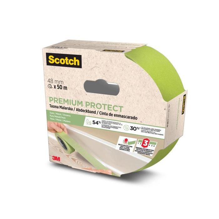 Scotch Premium Protect Cinta de Enmascarar - 48mm x 50m - 70% PEFC - Color Verde