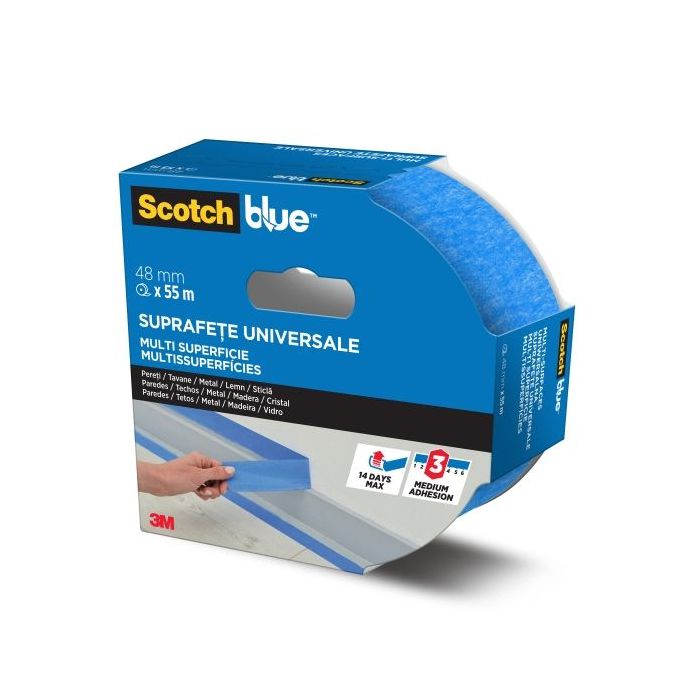 Scotchblue Cinta de Enmascarar - 48mm x 55m - 100% PEFC - Multisuperficie - Color Azul