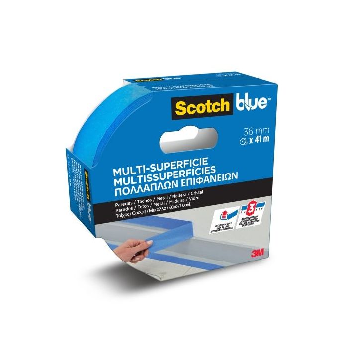 Scotchblue Cinta de Enmascarar - 36mm x 41m - 100% PEFC - Multisuperficie - Color Azul