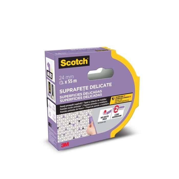 Scotch Cinta de Enmascarar para Superficies Delicadas - 24mm x 55m - 100% PEFC - Color Morado