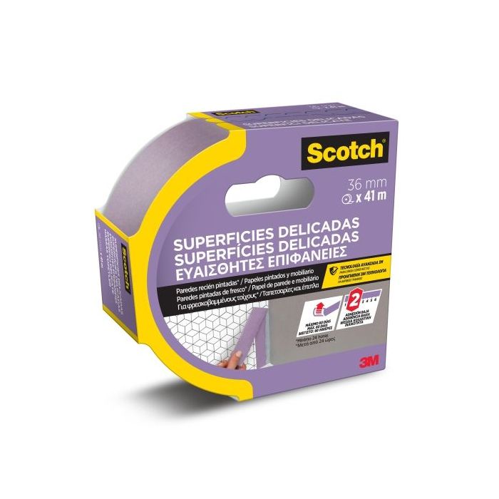 Scotch Cinta de Enmascarar para Superficies Delicadas - 36mm x 41m - 100% PEFC - Color Morado