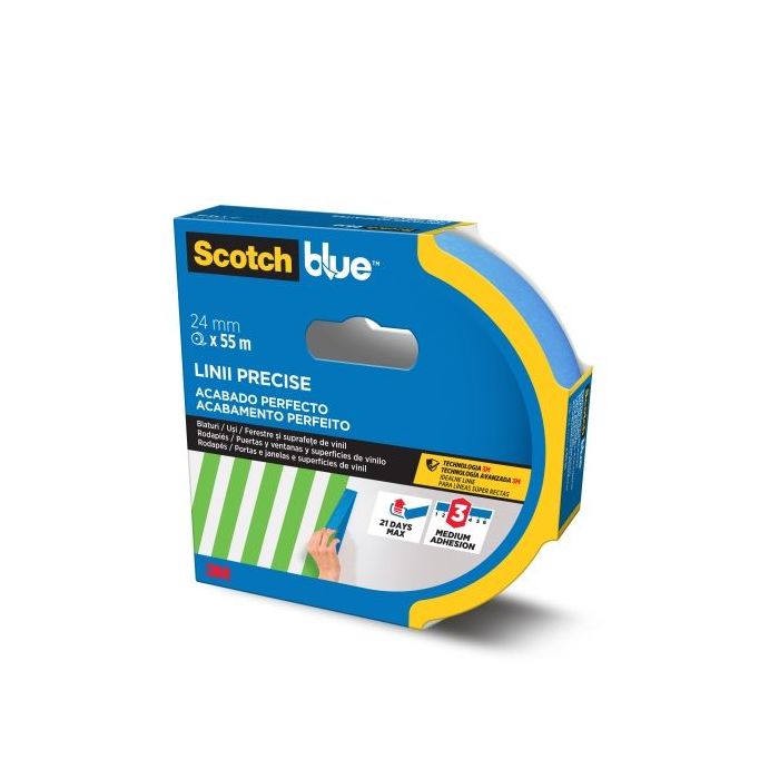 Scotchblue Cinta de Enmascarar para Lineas Precisas - 24mm x 55m - 100% PEFC - Color Azul