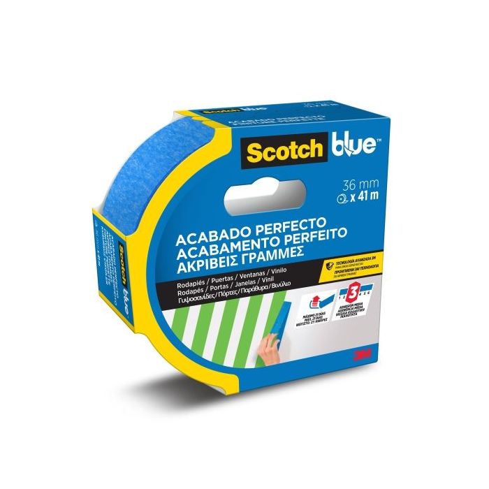 Scotchblue Cinta de Enmascarar para Superficies Delicadas - 36mm x 41m - 100% PEFC - Color Azul