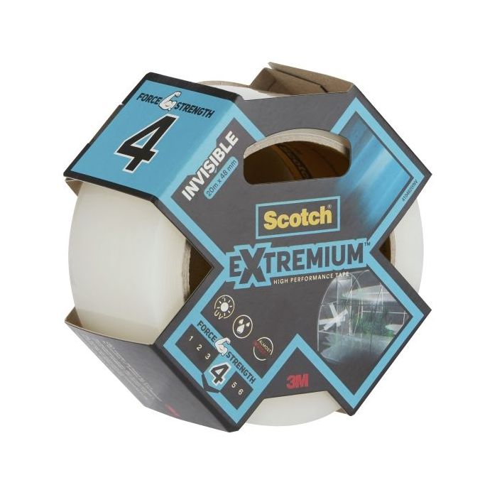 Scotch Extremium Invisible Cinta Adhesiva - 48mm x 20m - Altas Prestaciones - Color Transparente