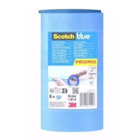 Scotchblue Pack de 6 Cintas de Enmascarar - 36mm x 41m - 100% PEFC - Multisuperficie - Color Azul