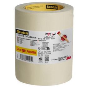 Scotch Classic Pack de 3 Cintas de Enmascarar - 48mm x 50m - 70% PEFC - Color Blanco