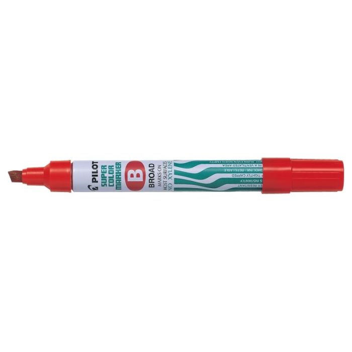 Pilot Super Color Rotulador Permanente Multisuperficie - Punta Biselada de Fibra - Tinta Base Alcohol Libre de Xileno - Cuerpo M