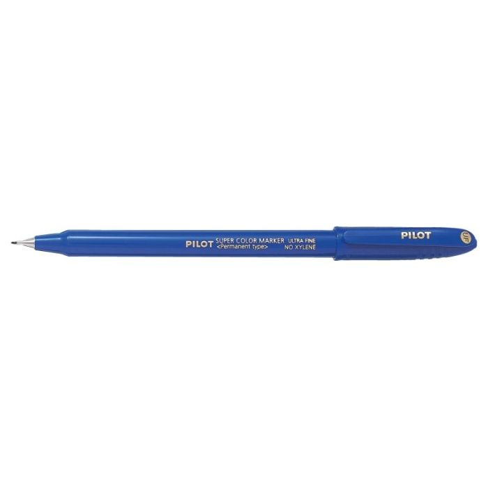 Pilot Super Color Rotulador Permanente Ultra Fino - Punta de Poliacetal 1mm - Libre de Xileno - Color Azul