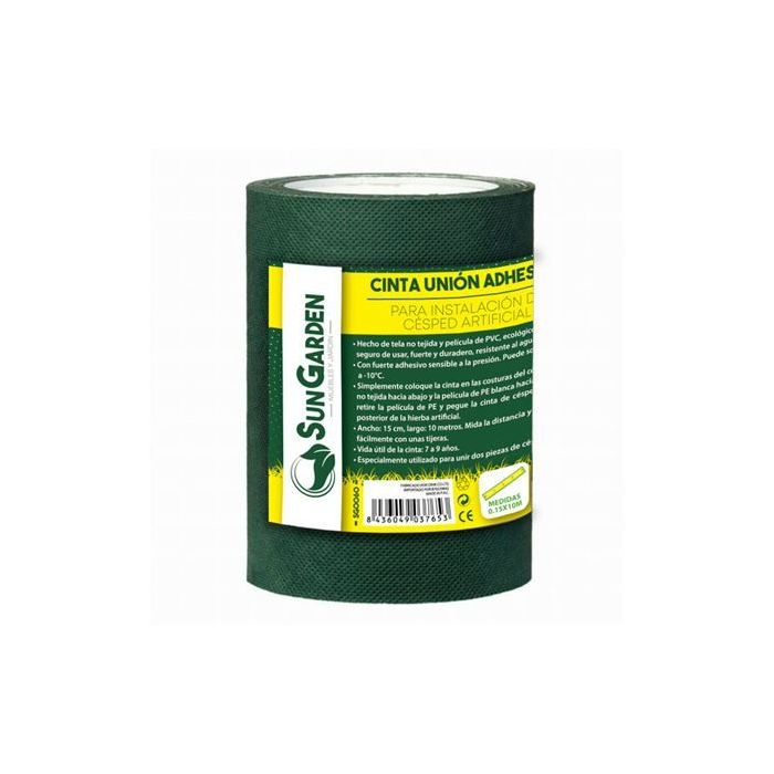 Sungarden Cinta Union Adhesiva para Instalacion Cesped Artificial 0.15x10m - Color Verde