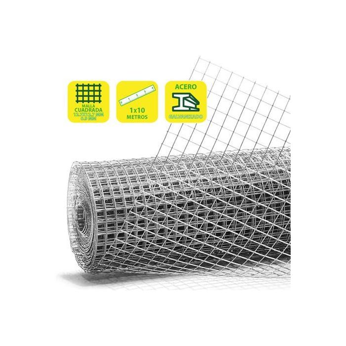 Sungarden Tela Metalica Galvanizada 12.7x12.7x0.9mm 1x10m - Color Gris