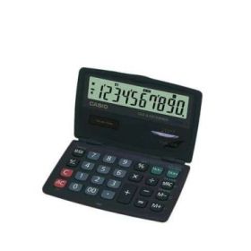 Casio SL-210TE Calculadora de Bolsillo 10 Digitos Tipo Plegable - Pantalla Extra Grande - Alimentacion Solar y Pila - Color Gris