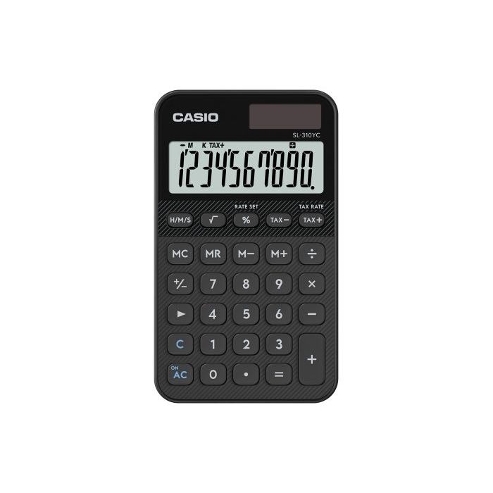 Casio SL-310YC Calculadora de Bolsillo con Pantalla LCD de 10 Digitos - Calculo de Impuestos - Alimentacion Solar y Pilas - Comp