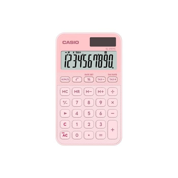 Casio SL-310YC Calculadora de Bolsillo con Pantalla LCD de 10 Digitos - Calculo de Impuestos - Alimentacion Solar y Pilas - Comp