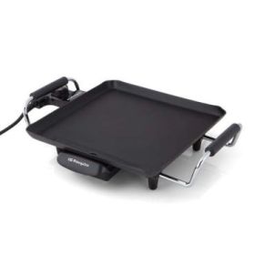 Orbegozo TB 2206 B Tabla de Asado Saludable - Termostato Regulable - Superficie Antiadherente - Recipiente Recoge Grasa - Asas d