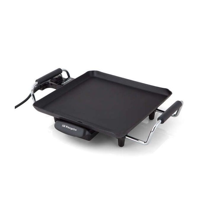 Orbegozo TB 2206 B Tabla de Asado Saludable - Termostato Regulable - Superficie Antiadherente - Recipiente Recoge Grasa - Asas d